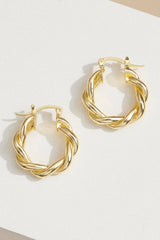 Twisted Rope Hoop Earrings- Gold