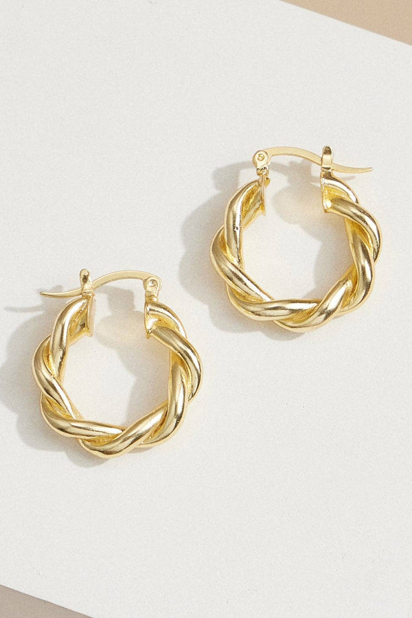 Twisted Rope Hoop Earrings- Gold