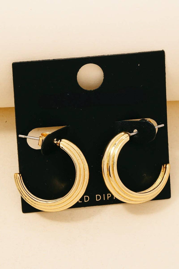 Gold Ridged Hoop Earrings