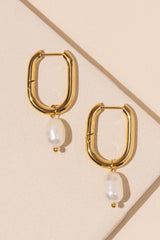 18K Gold-Dipped Stainless Steel Earrings with Pearl Charm