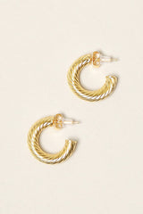Textured Hoop Earrings- Gold