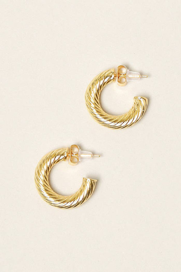 Textured Hoop Earrings- Gold