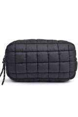 cloud nine quilted puffer cosmetic pouch- black