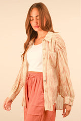 all peachy pleated collared shirt