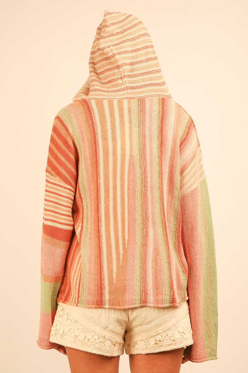 rainbow sherbert summer knit hoodie