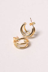 3 ring post earring - Gold