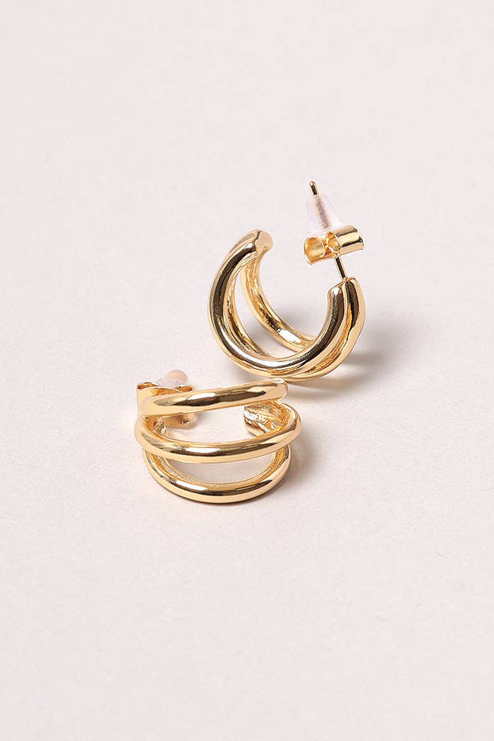 3 ring post earring - Gold