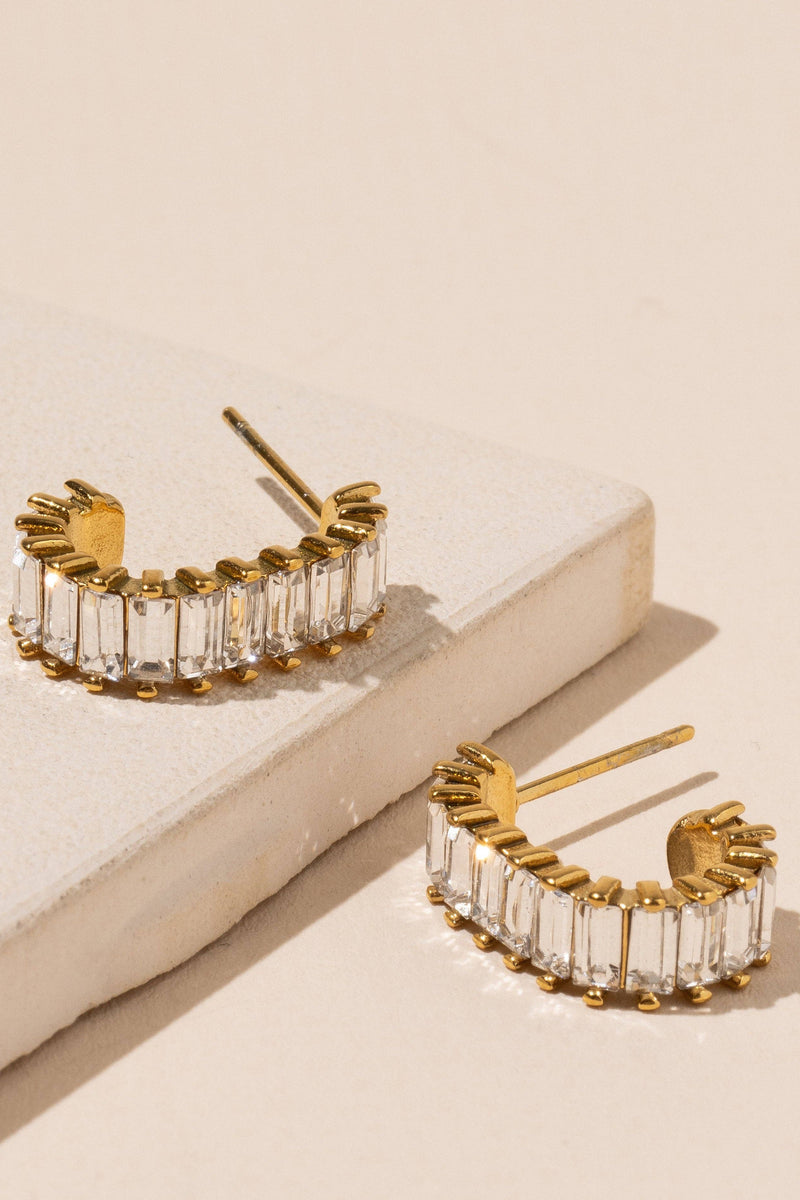 Baguette Gold Plated Stainless Steel Earrings