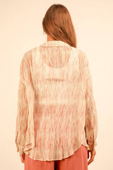 all peachy pleated collared shirt