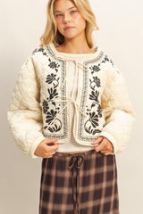 fearless floral embroidered quilted jacket