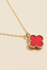 single clover charm necklace - red