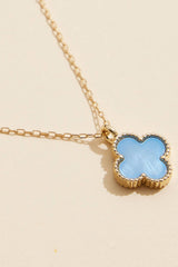single clover charm necklace - blue