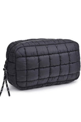 cloud nine quilted puffer cosmetic pouch- black