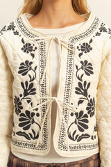 fearless floral embroidered quilted jacket