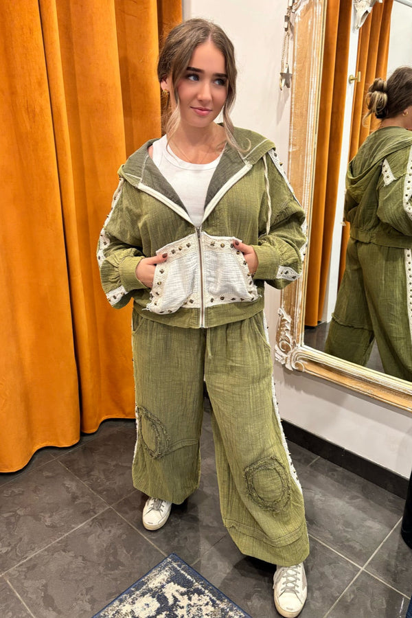 vintage olive gauze joggers