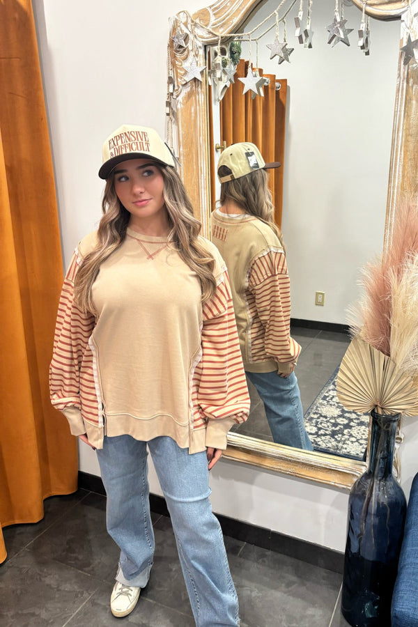 morning oversized striped knit top
