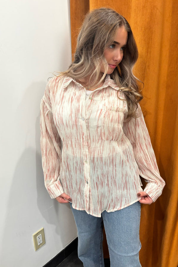 all peachy pleated collared shirt