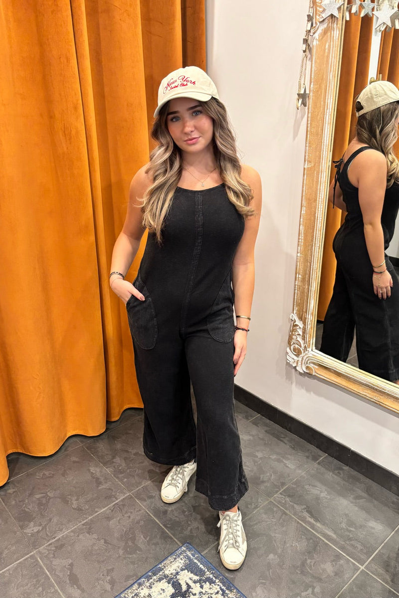 laid-back waffle knit jumpsuit