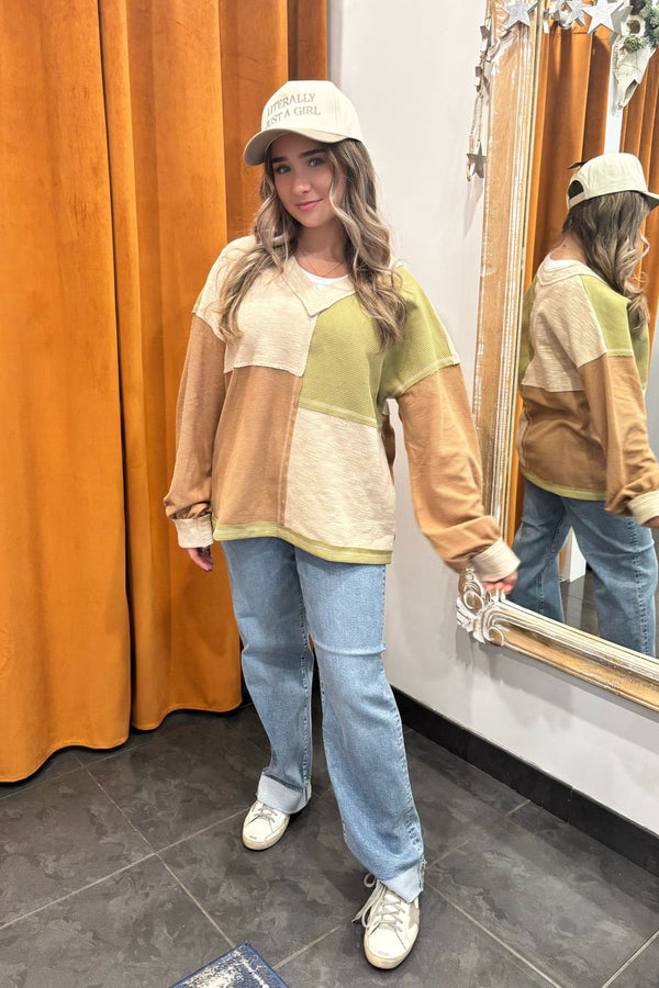 matcha latte oversized knit top