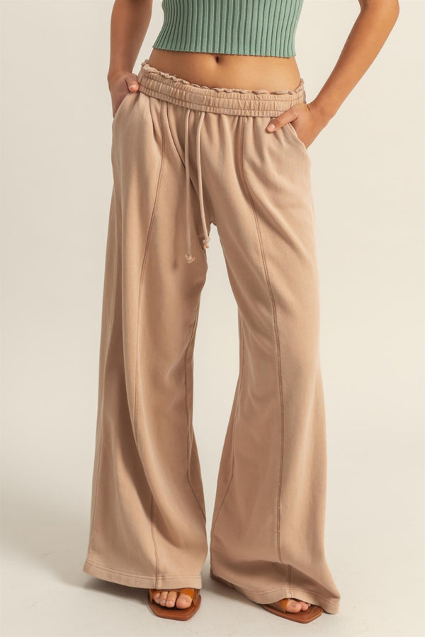 clean cut drawstring wide leg sweatpants