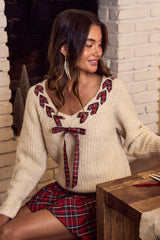 vintage holiday ribbon sweater