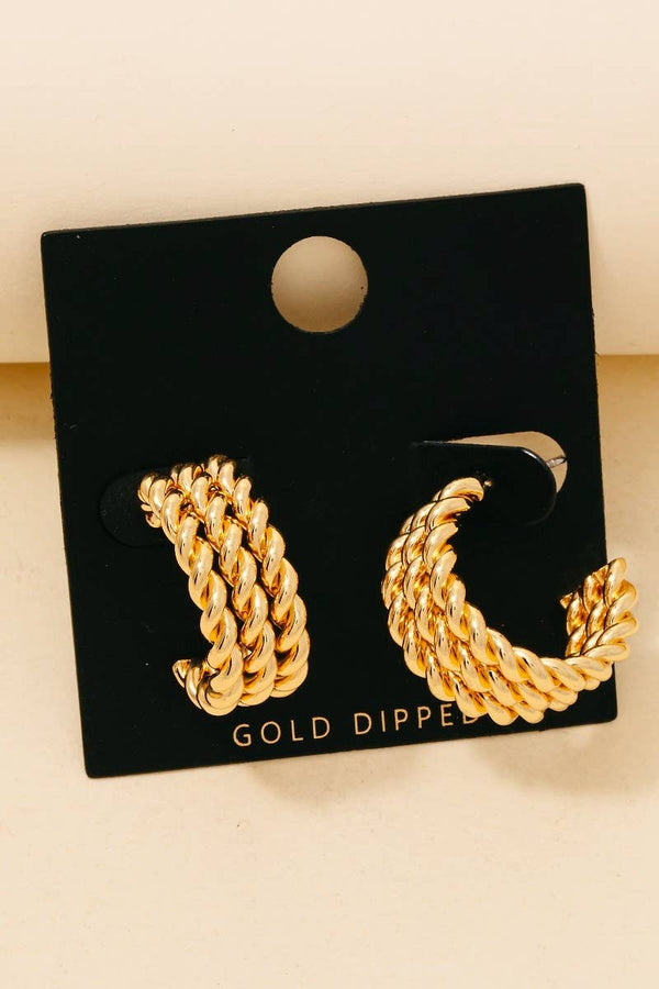 gold twisted hoop earrings