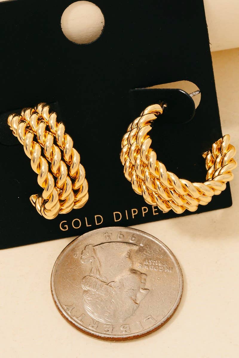 gold twisted hoop earrings