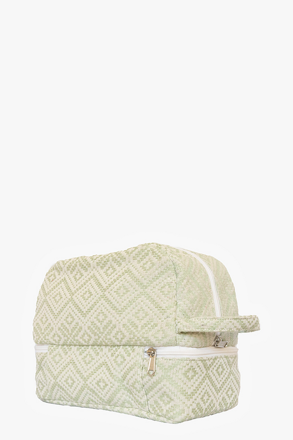 Theodora Top Zip Cotton Cosmetic Case: Mint