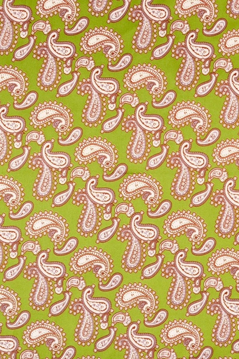 Classic Paisley Satin Bandana -Olive