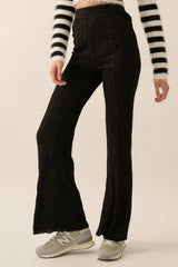 wavy ribbed knit flare pants