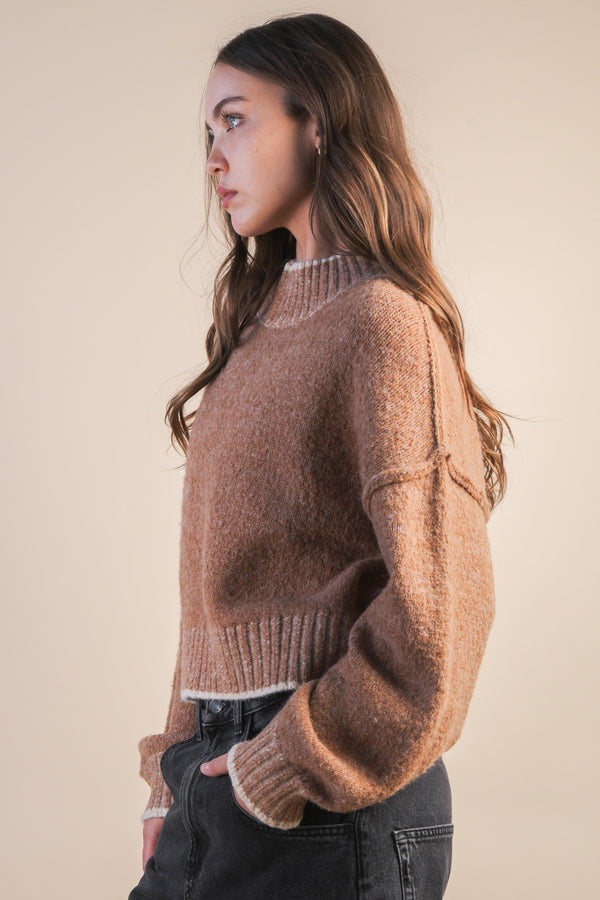 too cool for school knit sweater- mocha