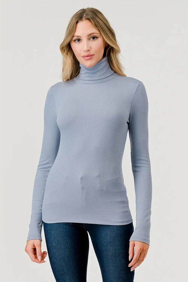 smoked blue ribbed turtleneck