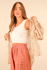 all peachy pleated collared shirt
