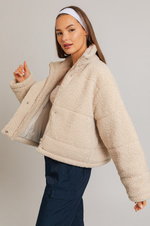 cream quilted sherpa jacket