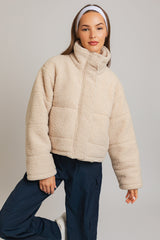 cream quilted sherpa jacket