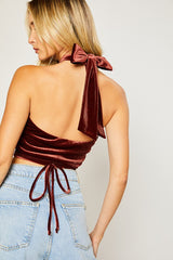 crimson velvet halter top