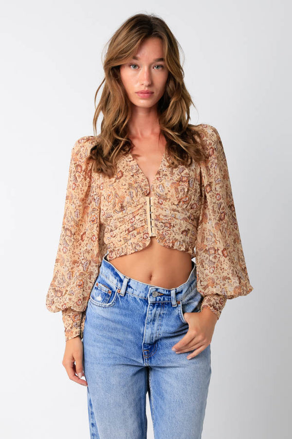 center of attention fall floral top