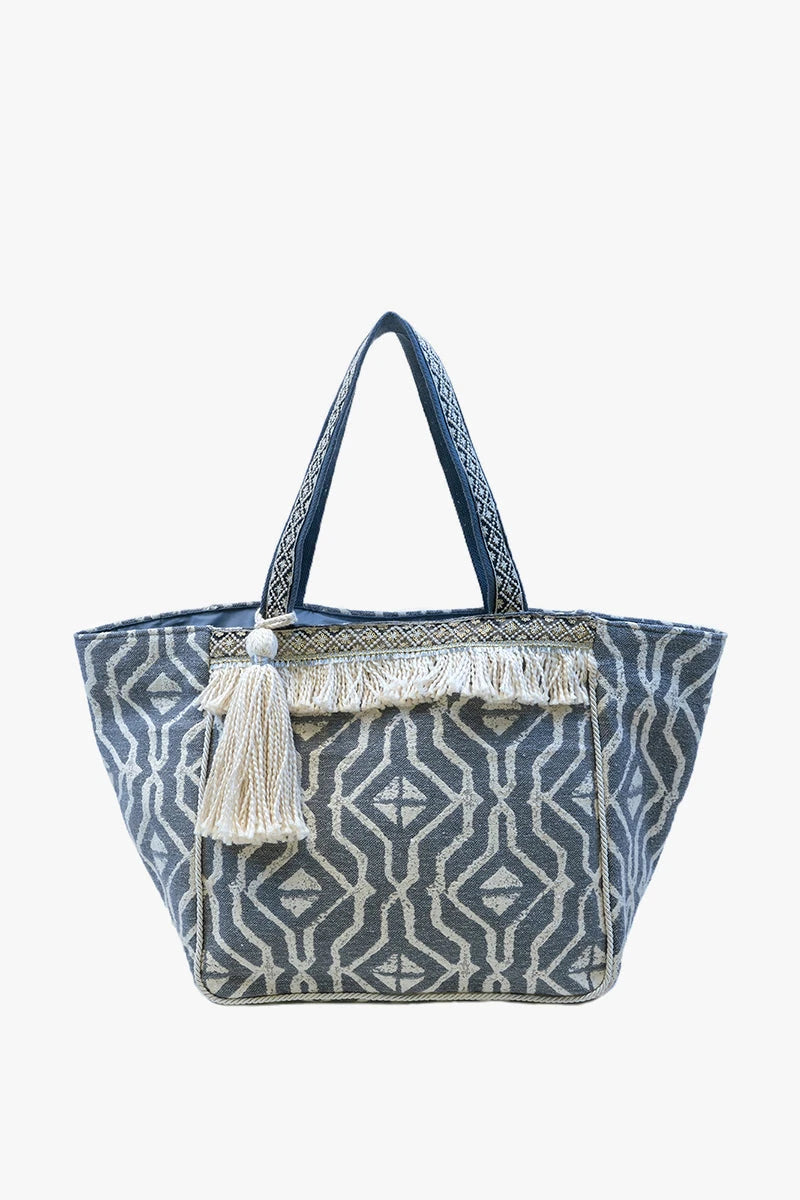 heather printed cotton tote bag