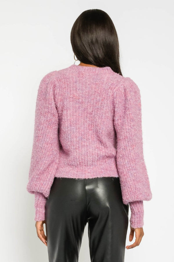 festive bubble sleeve sweater